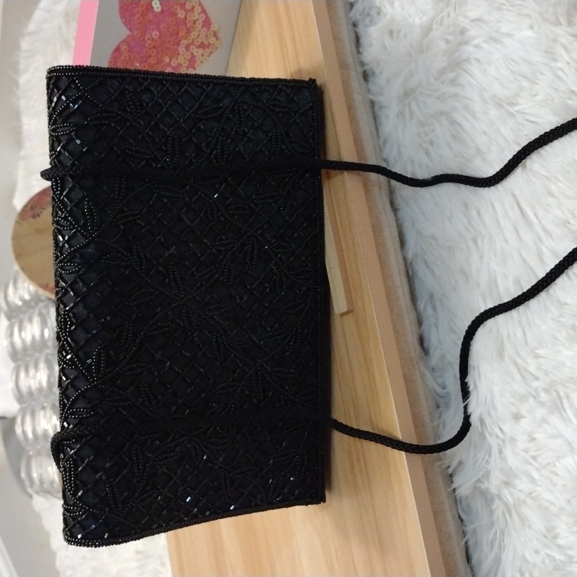 Valerie Stevens Elegant Black Beaded Clutch